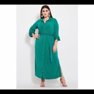 Plus sized Kelly green shirt dress